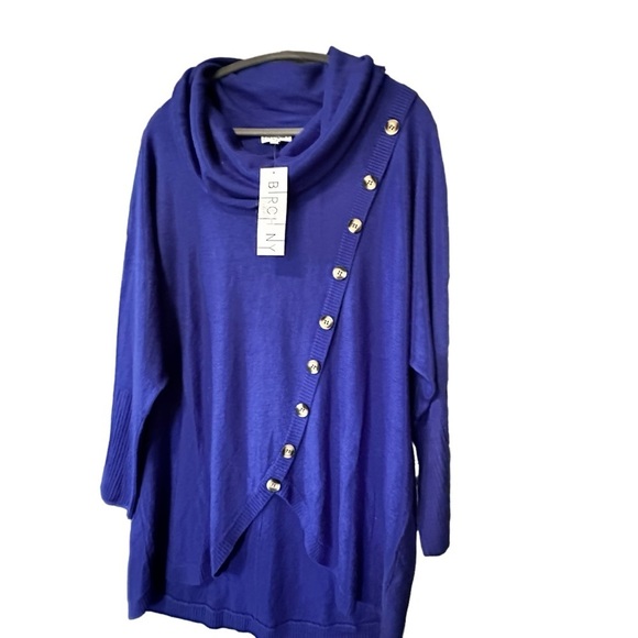 Birch New York Sweaters - NWT Birch NY Royal Blue Cowl Neck Button Detail Fall Cozy Comfy Sweater sz XL
